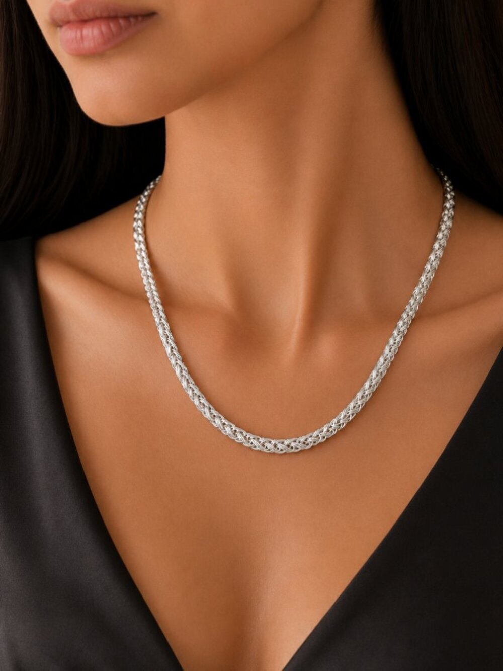925 Sterling Silver Chain Link Necklace Thick Chunky Silver Statement Necklace